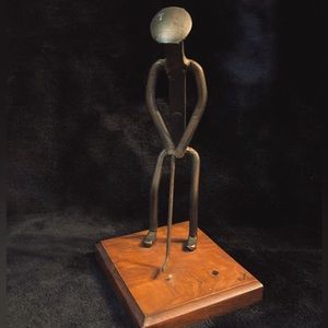 Vintage Bronze Railroad Tie Golf Art